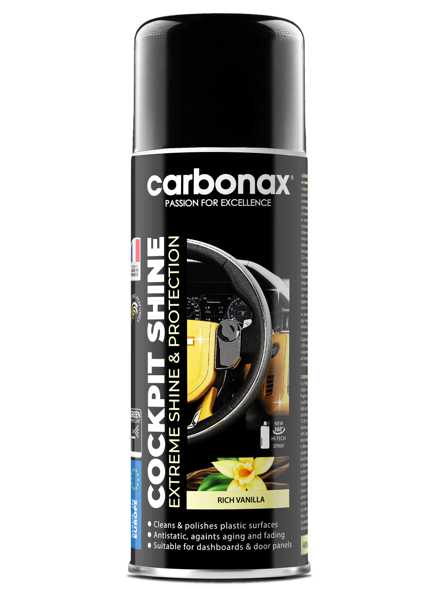 Carbonax Cockpit Shine - Fényes Műszerfalápoló Vanília Illattal