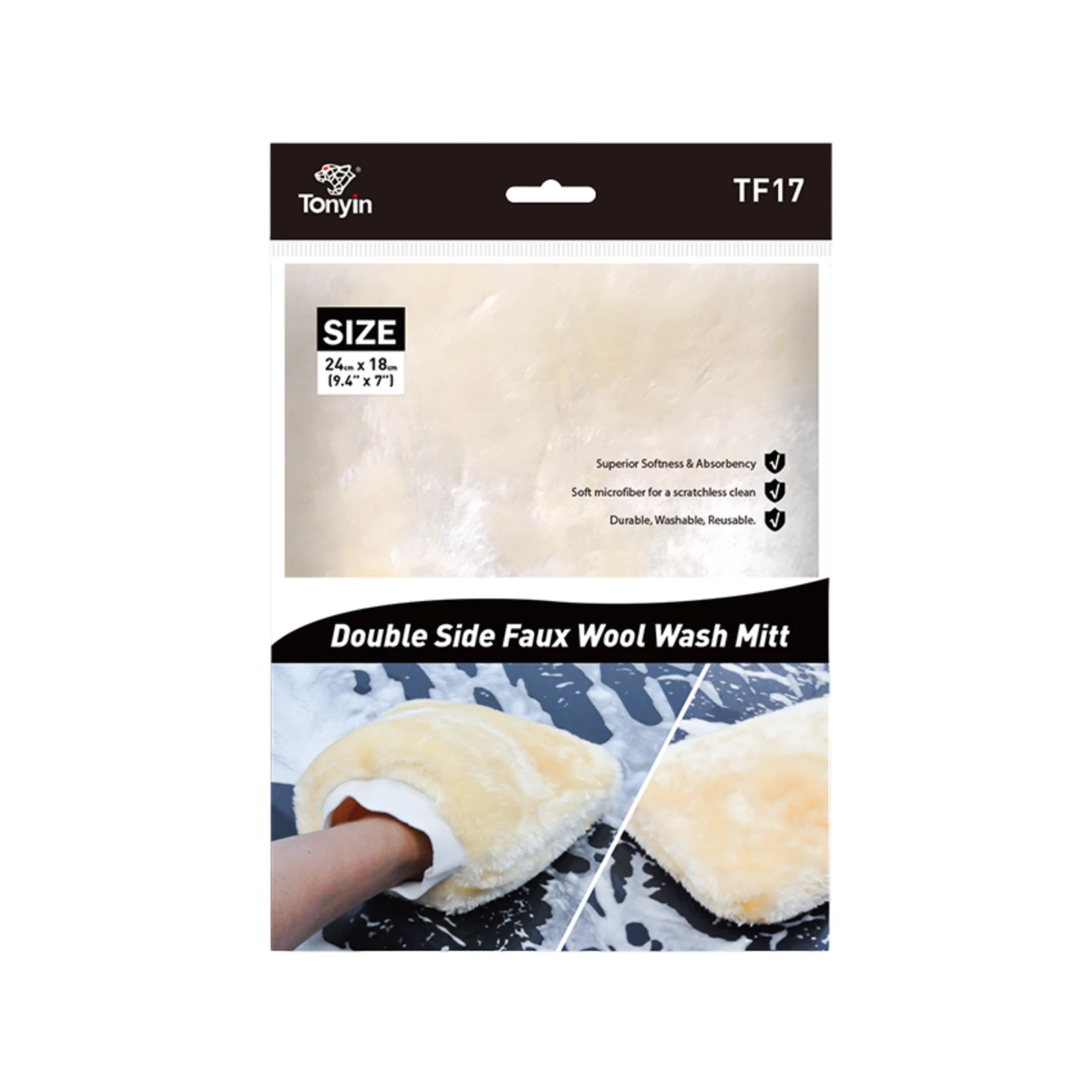 Tonyin Double Faux Wool Wash Mitt - műgyapjú mosókesztyű
